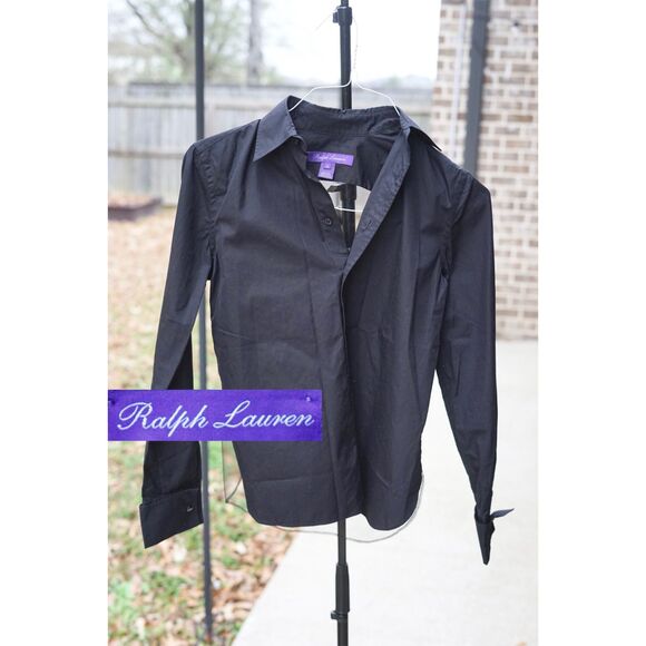 Ralph Lauren Purple Label Tops - Ralph Lauren Purple Label Button Up Black Sheer Designer Made in USA